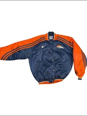 Vintage 1990s Denver Broncos NFL Pro Line Starter Spellout Back Bomber Jacket M